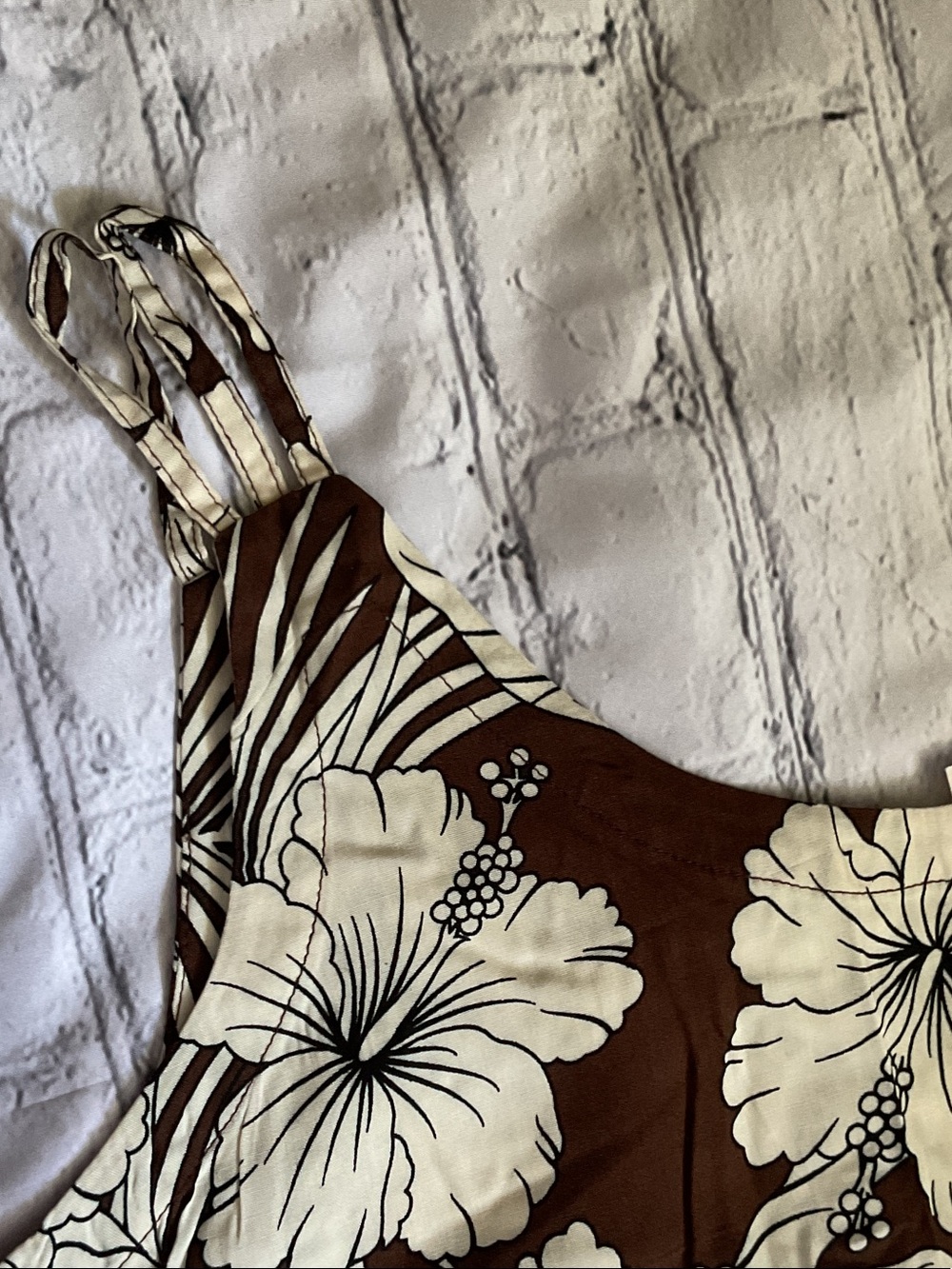 NWT Size Large Brown & Cream Tropical Floral Beach Cover-up Dress - Picture 5 of 6